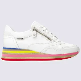 Baskets Mephisto, baskets à talons compensés femme en cuir lisse blanc | Igert Chaussures&Maroquinerie