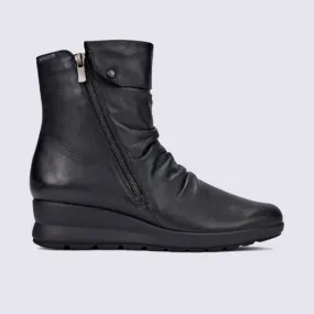Bottines Mephisto, bottines fourrées femme en cuir lisse noir | Igert Chaussures&Maroquinerie