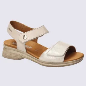 Sandales Mephisto, sandales à talons élégantes femme en cuir sable I Igert Chaussure&Maroquinerie